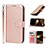 Custodia Portafoglio In Pelle Cover con Supporto L19 per Apple iPhone 14 Pro Max Oro Rosa