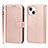 Custodia Portafoglio In Pelle Cover con Supporto L19 per Apple iPhone 15 Oro Rosa