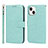 Custodia Portafoglio In Pelle Cover con Supporto L19 per Apple iPhone 15 Plus Verde Pastello