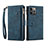 Custodia Portafoglio In Pelle Cover con Supporto L20 per Apple iPhone 14 Pro Blu