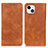 Custodia Portafoglio In Pelle Cover con Supporto L26 per Apple iPhone 13 Marrone