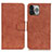 Custodia Portafoglio In Pelle Cover con Supporto L27 per Apple iPhone 13 Pro Max Marrone