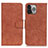 Custodia Portafoglio In Pelle Cover con Supporto L27 per Apple iPhone 15 Pro Max Marrone