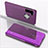 Custodia Portafoglio In Pelle Cover con Supporto Laterale Specchio Cover L04 per Samsung Galaxy A21 European Viola