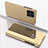 Custodia Portafoglio In Pelle Cover con Supporto Laterale Specchio Cover L04 per Samsung Galaxy A22 5G Oro