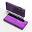 Custodia Portafoglio In Pelle Cover con Supporto Laterale Specchio Cover L04 per Samsung Galaxy A7 (2018) A750 Viola