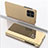 Custodia Portafoglio In Pelle Cover con Supporto Laterale Specchio Cover L04 per Samsung Galaxy F42 5G Oro