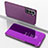 Custodia Portafoglio In Pelle Cover con Supporto Laterale Specchio Cover M01 per Samsung Galaxy S21 5G Viola