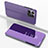 Custodia Portafoglio In Pelle Cover con Supporto Laterale Specchio Cover per Huawei Honor X6a Lavanda