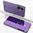 Custodia Portafoglio In Pelle Cover con Supporto Laterale Specchio Cover per Huawei Honor X7 Lavanda