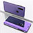 Custodia Portafoglio In Pelle Cover con Supporto Laterale Specchio Cover per Huawei P Smart+ Plus (2019) Viola