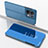 Custodia Portafoglio In Pelle Cover con Supporto Laterale Specchio Cover per Oppo Reno9 5G Blu