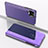 Custodia Portafoglio In Pelle Cover con Supporto Laterale Specchio Cover per Samsung Galaxy A12 5G Viola