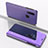 Custodia Portafoglio In Pelle Cover con Supporto Laterale Specchio Cover per Samsung Galaxy A20 Viola