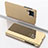 Custodia Portafoglio In Pelle Cover con Supporto Laterale Specchio Cover per Samsung Galaxy F12 Oro
