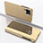 Custodia Portafoglio In Pelle Cover con Supporto Laterale Specchio Cover per Samsung Galaxy M12 Oro