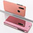 Custodia Portafoglio In Pelle Cover con Supporto Laterale Specchio Cover per Samsung Galaxy M20 Oro Rosa