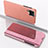 Custodia Portafoglio In Pelle Cover con Supporto Laterale Specchio Cover per Samsung Galaxy M33 5G Oro Rosa