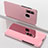 Custodia Portafoglio In Pelle Cover con Supporto Laterale Specchio Cover per Samsung Galaxy M40 Oro Rosa