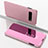 Custodia Portafoglio In Pelle Cover con Supporto Laterale Specchio Cover per Samsung Galaxy S10 5G Oro Rosa