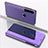 Custodia Portafoglio In Pelle Cover con Supporto Laterale Specchio Cover QH1 per Huawei Y7p Lavanda