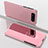 Custodia Portafoglio In Pelle Cover con Supporto Laterale Specchio Cover ZL1 per Samsung Galaxy A80 Oro Rosa