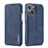 Custodia Portafoglio In Pelle Cover con Supporto LC1 per Apple iPhone 15 Blu