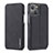 Custodia Portafoglio In Pelle Cover con Supporto LC1 per Apple iPhone 15 Plus Nero