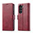 Custodia Portafoglio In Pelle Cover con Supporto LC2 per Samsung Galaxy Z Fold5 5G Rosso