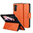 Custodia Portafoglio In Pelle Cover con Supporto LD1 per Samsung Galaxy Z Fold5 5G Arancione