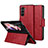 Custodia Portafoglio In Pelle Cover con Supporto LD1 per Samsung Galaxy Z Fold5 5G Rosso