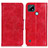 Custodia Portafoglio In Pelle Cover con Supporto M02L per Realme C21 Rosso