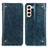 Custodia Portafoglio In Pelle Cover con Supporto M04L per Samsung Galaxy S21 5G Blu