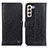 Custodia Portafoglio In Pelle Cover con Supporto M10L per Samsung Galaxy S22 5G Nero