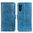 Custodia Portafoglio In Pelle Cover con Supporto M11L per Sony Xperia 10 III SO-52B Blu