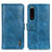 Custodia Portafoglio In Pelle Cover con Supporto M11L per Sony Xperia 5 III SO-53B Blu