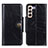 Custodia Portafoglio In Pelle Cover con Supporto M12L per Samsung Galaxy S21 FE 5G Nero