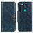 Custodia Portafoglio In Pelle Cover con Supporto M12L per Xiaomi Redmi Note 8 (2021) Blu