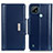 Custodia Portafoglio In Pelle Cover con Supporto M13L per Realme C21 Blu