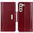 Custodia Portafoglio In Pelle Cover con Supporto M13L per Samsung Galaxy S22 5G Rosso