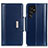 Custodia Portafoglio In Pelle Cover con Supporto M14L per Samsung Galaxy S22 Ultra 5G Blu