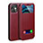 Custodia Portafoglio In Pelle Cover con Supporto N01 per Apple iPhone 12 Rosso