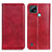 Custodia Portafoglio In Pelle Cover con Supporto N01P per Realme C21 Rosso