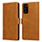 Custodia Portafoglio In Pelle Cover con Supporto N02 per Samsung Galaxy Note 20 5G Marrone Chiaro