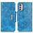 Custodia Portafoglio In Pelle Cover con Supporto N04P per Motorola Moto E32 Cielo Blu