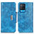 Custodia Portafoglio In Pelle Cover con Supporto N04P per Oppo A54 4G Cielo Blu