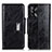 Custodia Portafoglio In Pelle Cover con Supporto N04P per Oppo A74 4G Nero