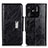 Custodia Portafoglio In Pelle Cover con Supporto N04P per Xiaomi Redmi 10 India Nero