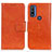 Custodia Portafoglio In Pelle Cover con Supporto N05P per Motorola Moto G Pure Arancione