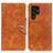 Custodia Portafoglio In Pelle Cover con Supporto N06P per Samsung Galaxy S22 Ultra 5G Marrone